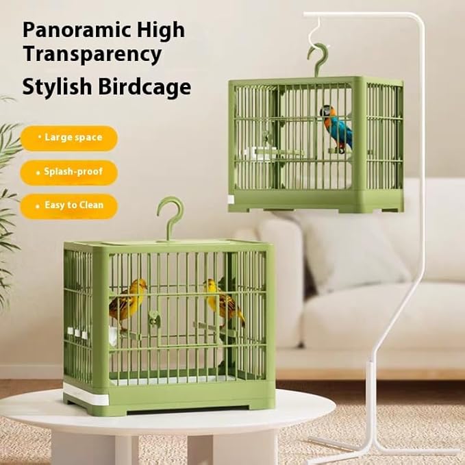 2026 New Bird Carrier Cage, Travel Bird Cage, Portable Bird Carrier, Small Birds Lightweight Parrots Cage, Detachable Tray Hook Handle Easy Transport Bird House for Travel Outdoor (Green)