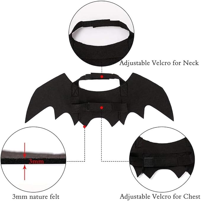 Cat Halloween Costume Bat Wings Pet Apparel Halloween Party Dress Up Accessories for Cat Small Dogs Puppy Kitty Kitten Boy or Girl (Style 1)