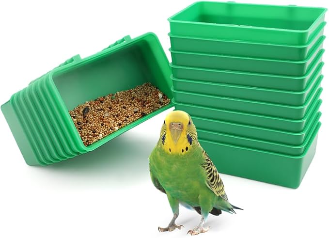 18 Pcs Bird Plastic Feeder, Seed Food Cage Hanging Food Bowl Feeding Dish for Poultry Pigeon Parrot Parakeet Budgie