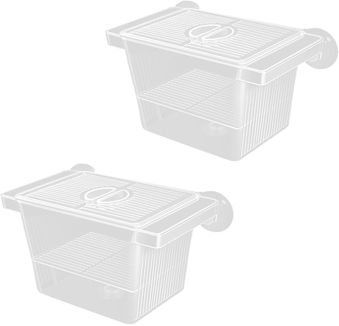 2PCS Clear Breeding Box Safe Incubator for Aquarium Fish Shrimp Fry Protections with Water Circulations 2 Dividers Fish Breeding Tanks
