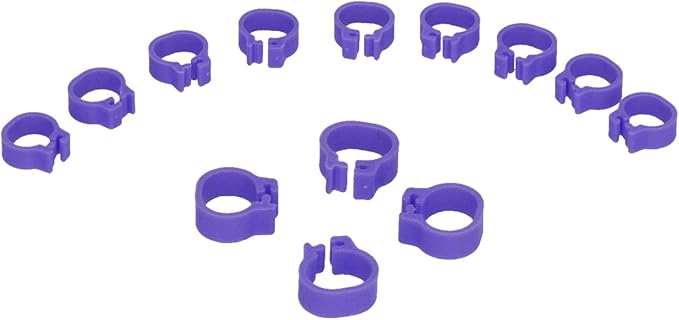 Fydun 100PCS S Leg Rings, 8mm Pigeons Identification Poultry Plastic Bird Foot Clip Pool Vacuum Hoses Bands No Words SuppliesOrange Health Supplies Band for Identify Orange (Purple)