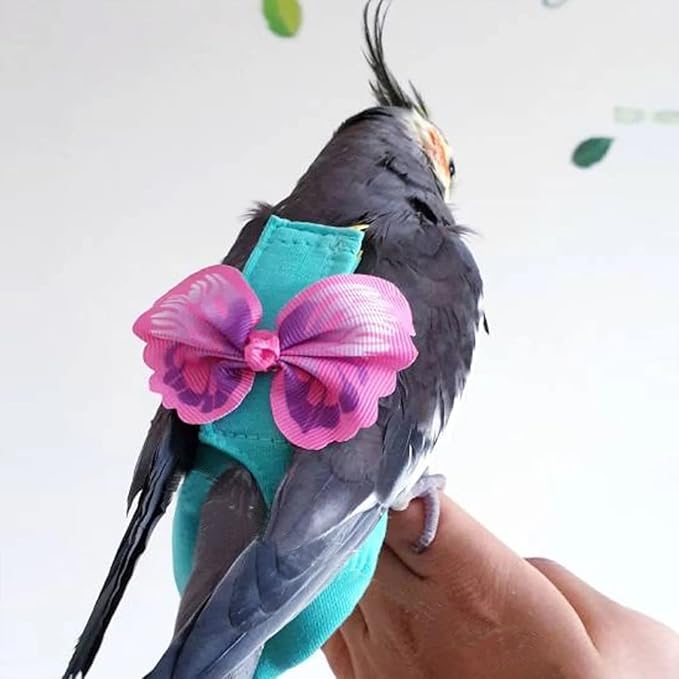 2 Pcs Bird Diaper Harness Flight Suit with Waterproof Liner Pet Bird Nappy Clothes with Flying Leash Rope Protective Parrot Diaper Suit (2 Pcs Multi, Medium)