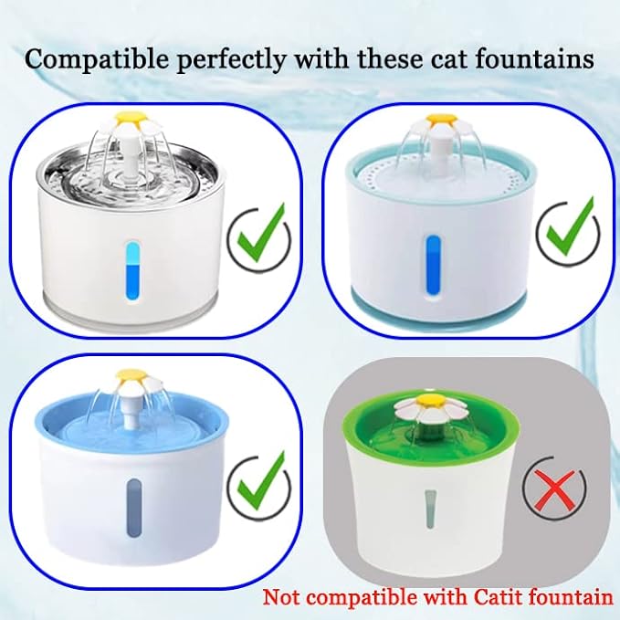 4/12/16 Pack Cat Water Fountain Filters, Cirfifth Triple Filtration System Pet Cat Fountain Filter Replacement for 84oz/2.5L Automatic Cat Fountain (white, 4 pack)