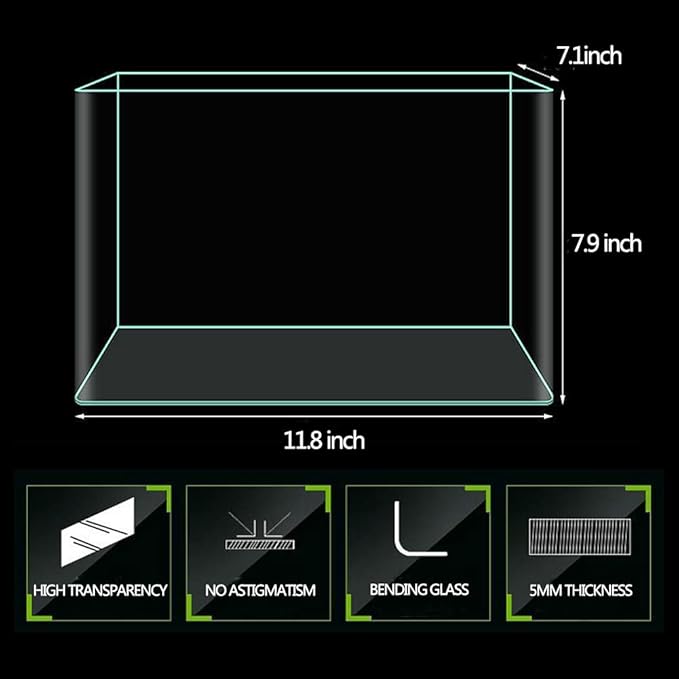 3 Gallon Aquarium Fish Tank, Rimless Aquarium Tank, 11.8" L × 7.9" H × 7.1" W