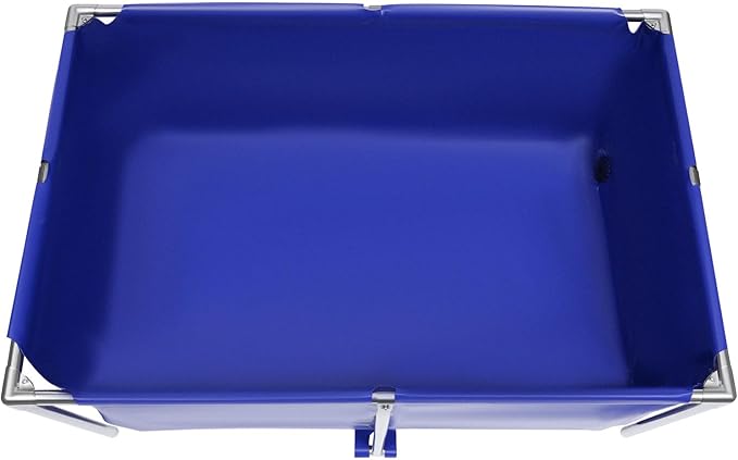 Thickened Canvas Fish Pond, Stainless Steel Frame Water-proof Coating Foldable Above Ground Large Koi/Goldfish Breeding Tank 47*31*19inch w/Drain Valve for Indoor/Outdoor Aquaculture (Blue & Silver)