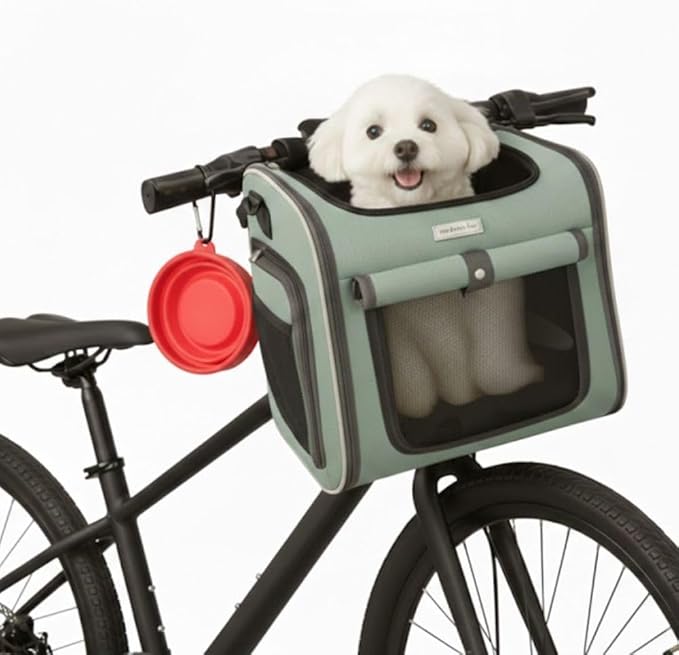 New Dog Bike Basket - Premium Dog Basket for Bike, Secure Pet Basket for Rides with Safety Strap, Dog Carrier Backpack Carrier with Dog Bowl by Luniko Shop (Blue)