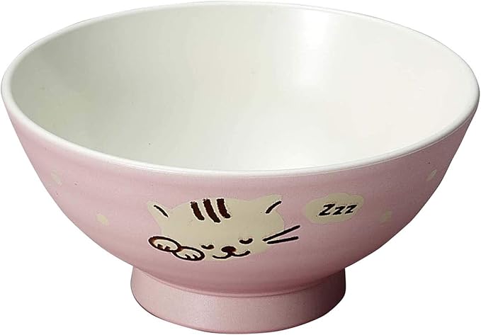 Sanyoshi 1148711 Rice Bowl, Pink, 8.1 fl oz (230 ml), Water Repellent, Cat Pink