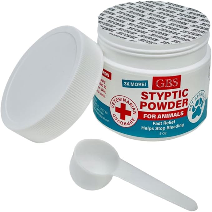 G.B.S 5 oz Quick Stop Styptic Powder for Animals Dogs with Sealed Top + Scoop, Cats & Birds Cutting Nails - Stop Bleeding Styptic Clotting Blood Powder & Dog & Cat Pets Nail Trimmers and Clippers
