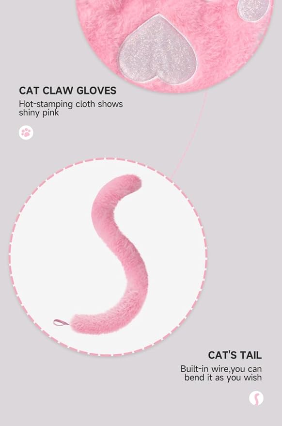 Himine Cat Cosplay Costume With Ears, Tail, Paws, Bow Tie