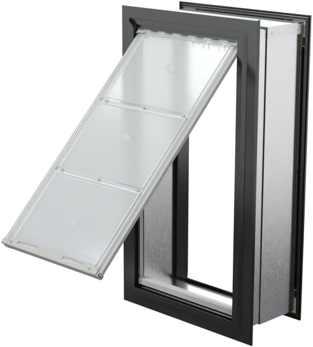 Endura Flap Pet Door for Walls in Black | Energy-Efficient Single Flap Design for Wall Installations | All-Weather Protection with All-Metal Telescoping Tunnel | Black, XL, Single Flap
