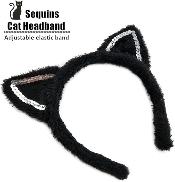 Animals Cat Costume Set - Black Skirt Animals Cat Headband Bowtie and Tail Costume Accessories
