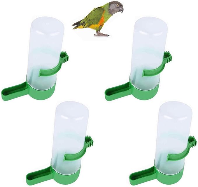4 Pcs Bird Water Feeders Automatic Bird Drinkers Hanging Bird Water Dispensers for Cage Budgie Cockatiel Canary Lovebirds and Small and Medium Parrots