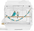 Clear View Bird Cage, Indoor & Travel Small Birdcage for Parakeet, Parrot, Budgies, Cockatiels, Canary |Easy Clean Safe Materials (White, Small)