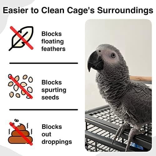 SIMENA Bird Cage Seed Catcher, Skirt for Cages, Nylon Mesh Cage Liners for Large Cages, Elastic and Easy Cleaning Cage Cover, Suitable for Most Cage Shapes (White 59-79 inch)