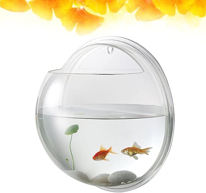 Alipis Wall Mounted Acrylic Fish Tank 6 Inch Hanging Fish Bowl Transparent Aquarium for Home Decor Living Room Plant Terrarium Style