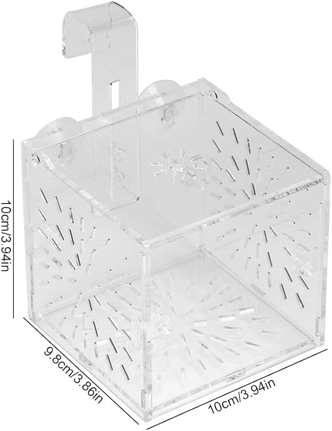 Rosvola Fish Isolation Box, Fish Breeding Incubator Aquarium Hatchery Fish Tank Isolation Box, Incubator Holder Transparent for Shrimp Aquarium(10Cm10Cm10Cm)