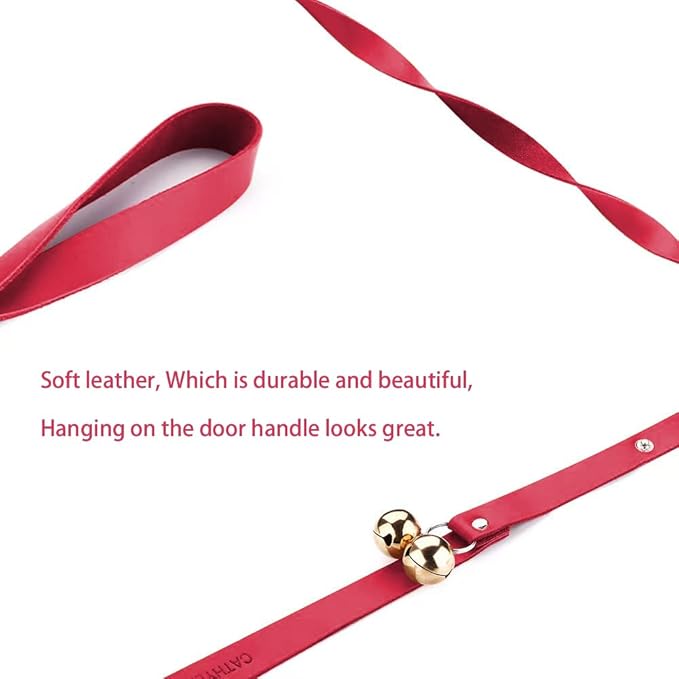 Leather Dog Doorbells for Door Knob, Adjustable Brass Potty Training Bells for Puppy to Go Outside, Easy Dog Door Bell for Potty Training