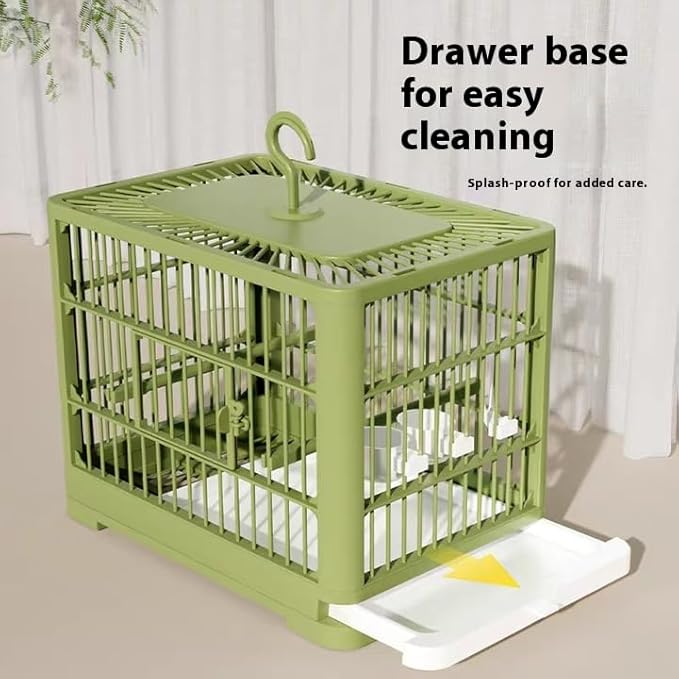 2026 New Bird Carrier Cage, Travel Bird Cage, Portable Bird Carrier, Small Birds Lightweight Parrots Cage, Detachable Tray Hook Handle Easy Transport Bird House for Travel Outdoor (Green)