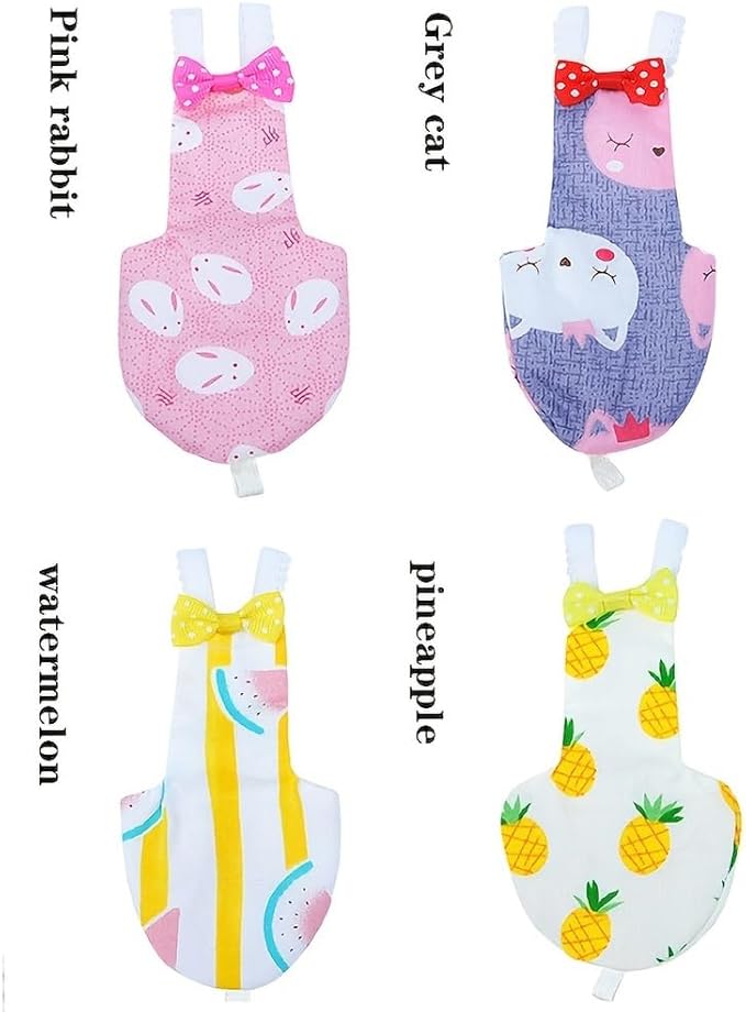 Bird Clothes, 4-Pack Reusable Bird Diapers with Adjustable Strap for Small and Medium Parrots, Cockatiels, Lovebirds, Parakeets (M)