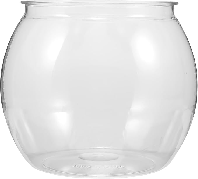 balacoo Transparent Fish Bowl Small Round Aquarium Plastic Fish Tank for Betta Goldfish Turtle Reptile Habitat Home Office Decor 6.49X6.49X5.31In