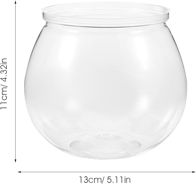 3pcs Plastic Fish Bowls Transparent Small Plastic Fish Tank Shatterproof Fishbowl Small Fish Tank Clear Round Aquarium for Betta Fish Goldfish Candy Wedding Party Favor Desktop