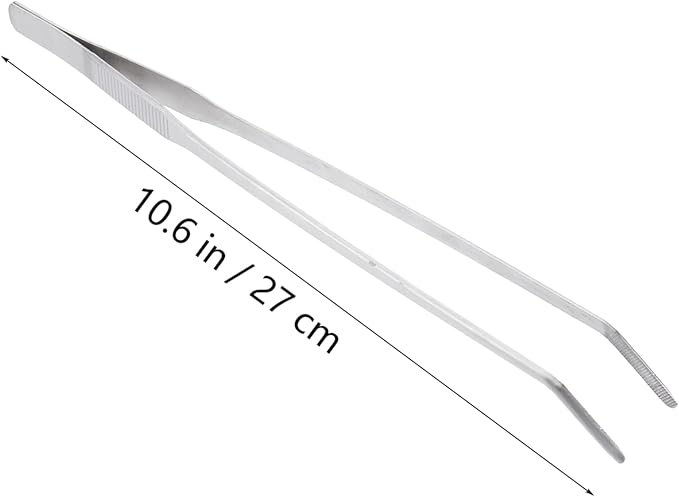 Angoily 27cm Curved Tip Stainless Steel Tweezers for Aquarium Plant Tweezers Fine Tip for Fishtank Cleaning Tools