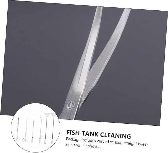 1Set Fish Tank Cleaning Kit Durable Cleaning Tools for Aquariums Includes Tweezers Spatula and Scissors Essential Cleaning Tools for Water Grass