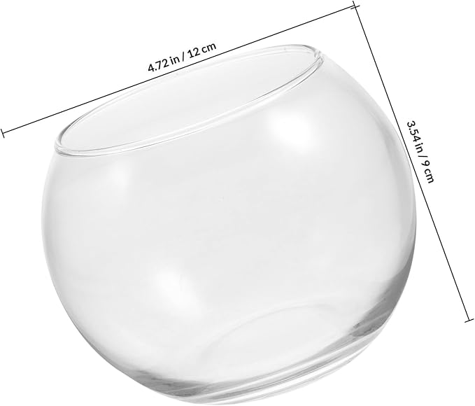 Glass Fish Bowl Aquarium Glass Goldfish Bowl 12-inch Diameter Home and Office Plant Cultivation