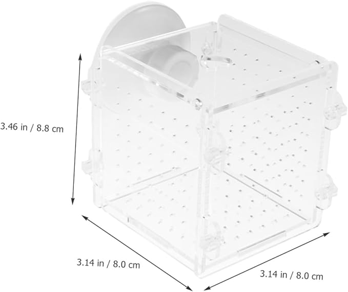 Luxshiny Aquarium Fish Isolation Box Acrylic Breeding Tank 8x8x8.8cm Fish Tank Separator for Betta Guppies Shrimp Breeding and Incubation