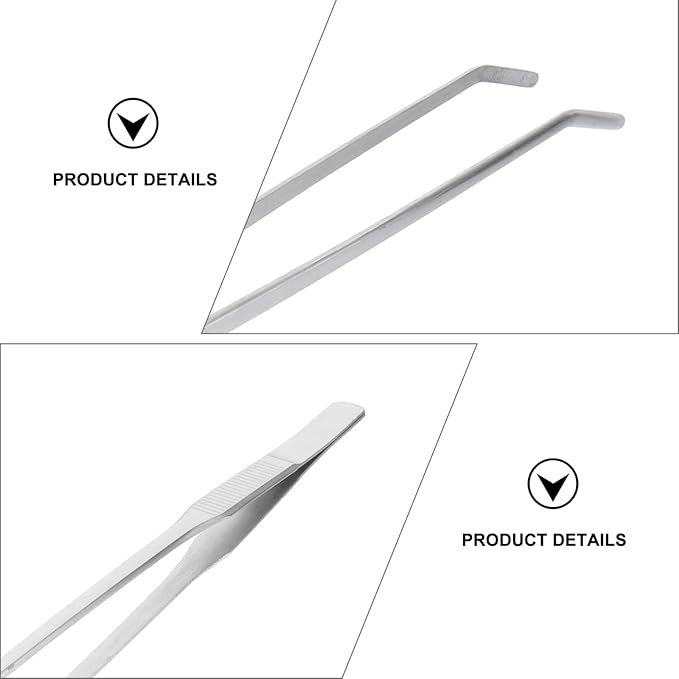 POPETPOP Stainless Steel Curved Tip Aquatic Plant Tweezers for Fish Tank Ergonomic Design for Easy Trimming of Foreground Plants Resistant Tongs for Aquarium Use
