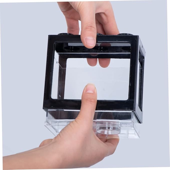 Mini Fish Tank Decorative Stackable Acrylic Small Fish Tank for Office Tea Table Decor Bowls Black