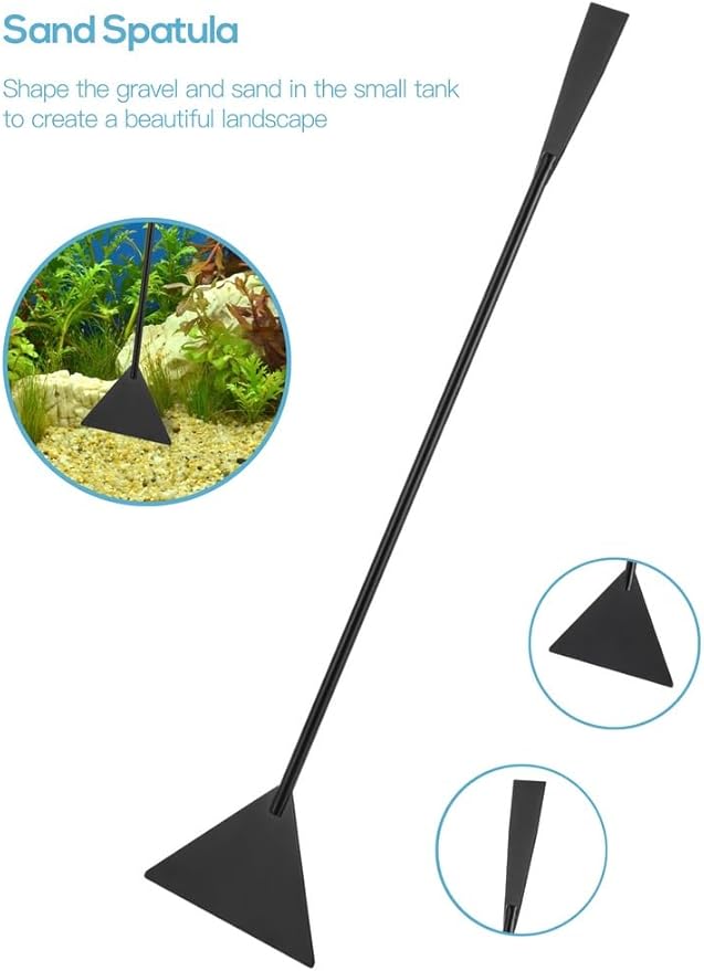 4-in-1 Aquarium Kit for Small Aquariums Fish Tanks, Curved Scissors, Curved Tweezers, Sand Spatula, Aquatic Plant Tools Cleaning Kit