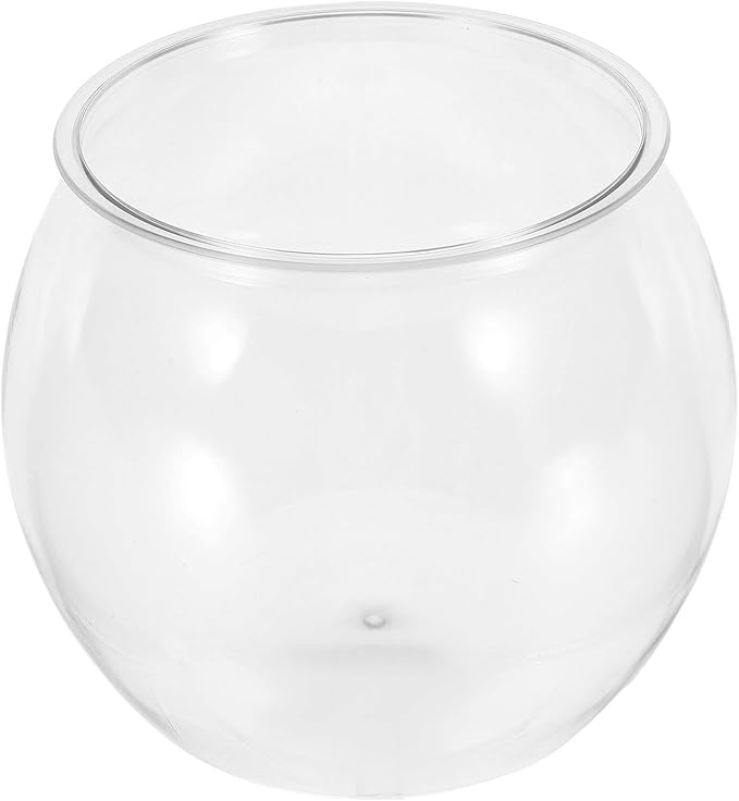 jojofuny Small Round Plastic Fish Bowl Aquarium Tank, Drop-Resistant Desktop Ecological Fish Living Tank for Goldfish and Betta, Medium Size for Home and Office Decor