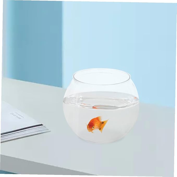 BESPORTBLE Tabletop Fish Tank Globe - Shatterproof Transparent Plastic Fish Bowl for Betta, Goldfish, and Turtles - 5.90 X 5.90 X 5.11 Inch, Ideal for Office and Home Decor