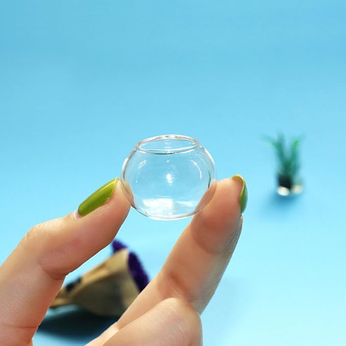 LOGOFUN 12 Pcs Miniature Fish Bowls Simulated Mini Fish Tank Miniature Glass Goldfish Bowl for Mini House Desktop Office Desk Accessories 2.50x2.50x2.00cm/0.98x0.98x0.79in