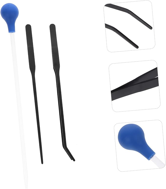 Mipcase 2sets Coral Aquatic Tweezers Clip for Fish Tank Cleaning and Feeding Aquarium Tools Pipette Dropper for Aquatic Waste Removal and