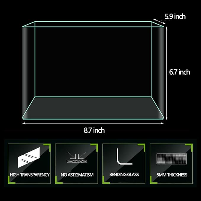 1.5 Gallon Aquarium Fish Tank，Rimless Aquarium Tank，8.7" L × 5.9" W × 6.7" H