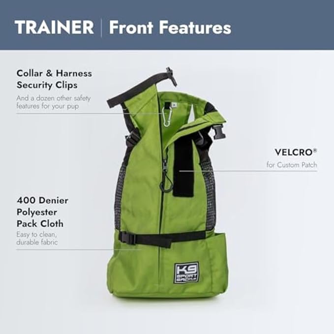 K9 Sport Sack Trainer - Medium, Greenery - Ideal for Dogs with 17-19” Back Length - Backpack-Style Training Carrier - Meant for Quick, Non-Strenuous Activities