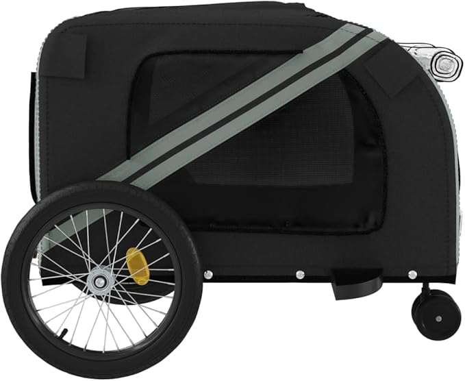Pet Bike Trailer for Small Dogs, Durable Oxford Fabric with Weatherproof & Scratch-Resistant Design, Zippered Doors and Mesh Windows for Safe Outdoor Rides