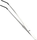 Reptile Feeding Tongs, Stainless Steel Lizard Feeding Tongs, Aquarium Curved Feeding Tweezers for Reptiles with Rubber Tip, Terrarium Feeding Tongs 10.63" L, Black Silver Tone