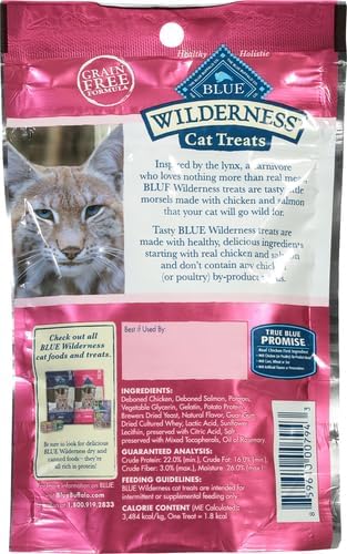 Blue Buffalo Wilderness Grain Free Soft-Moist Chicken & Salmon Cat Treats,2-oz. Bag,(Pack of 2)