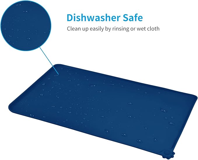 AUDWUD Silicone Waterproof Pet Feeding Mats,Anti Slip Bowl Pad,Dog Mat for Food and Water