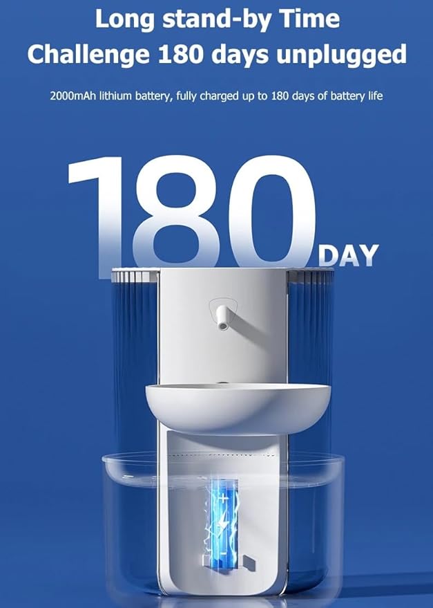 Wireless Cat Water Fountain Cordless No Filters, 3.5L Automatic Wastewater Separation Pet Water Fountains for Cats Indoor, Quiet Cat Dog Water Dispenser Rechargeable Kitty Drinking Fountains for Pets