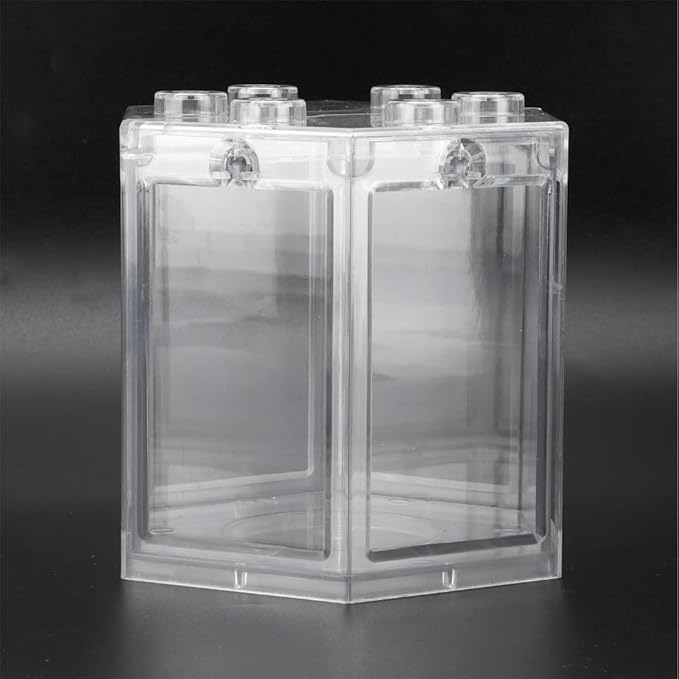 4.7 Inch Hexagonal Mini Aquarium Tank Leak-Proof Plastic Stackable Portable Fish Tank for Desk Decor Terrarium Habitat(Transparent)