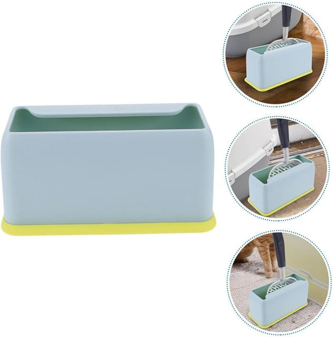 Luxshiny Plastic Cat Litter Scoop Holder Stand Compact Lightweight Litter Shovel Storage Container Blue Base