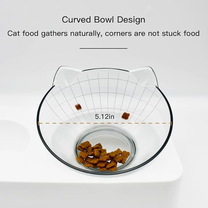 Marchul Tilted Cat Food Bowl with Feeding Mat for Food and Water, Food Feeding Dishes for Raised Cats and Puppies