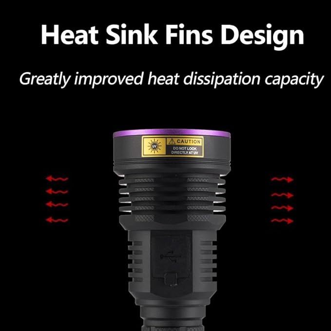 ALONEFIRE SV43 36W 365nm UV Flashlight USB C Rechargeable Ultraviolet Black Light Woods Lamp for Pet Urine Detector, Resin Curing, Scorpion, Bed Bug, Fishing, Leak with UV Protective Glasses, Battery