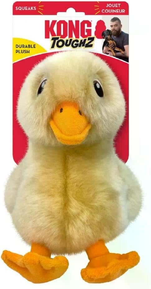 KONG Toughz Durable Plush Dog Toy - Long-Lasting Soft Chew Toy for Aggressive Chewers, Safe & Interactive for Dogs (Duck)