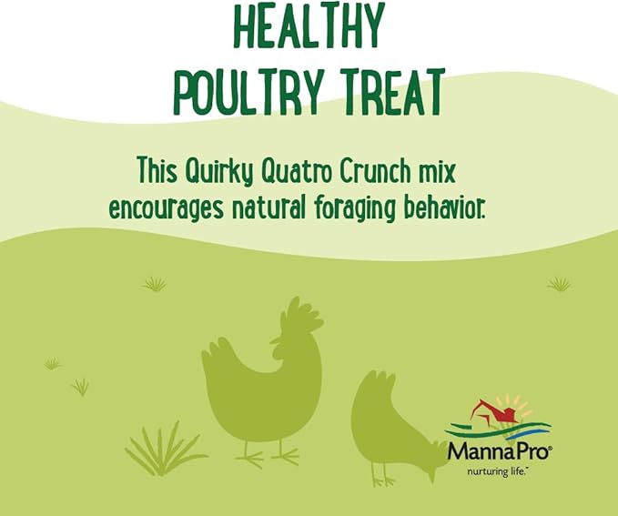 Manna Pro Farmhouse Favorites Quirky Quatro Crunch, 100% Natural Protein Treat for Mixed Flocks & Poultry – Blend of Black Solider Fly Larvae for Chicks and Chickens, Mealworms, Beetles & Shrimp – 2lb