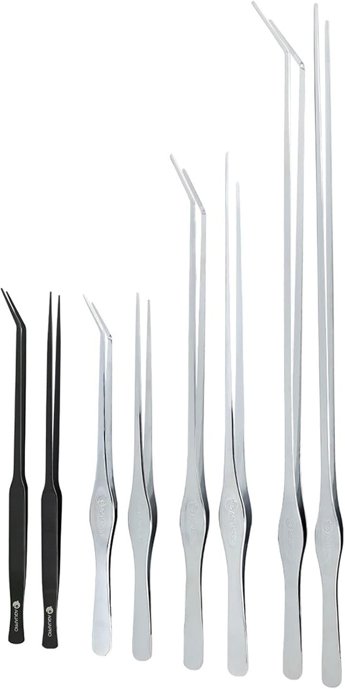 10in 13in 18in Aquarium Tweezers Stainless Steel Curved Straight Tweezer for Plant Reptiles Feeding Tongs